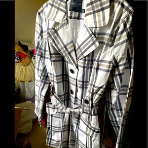 Ladies plaid raincoat trench coat